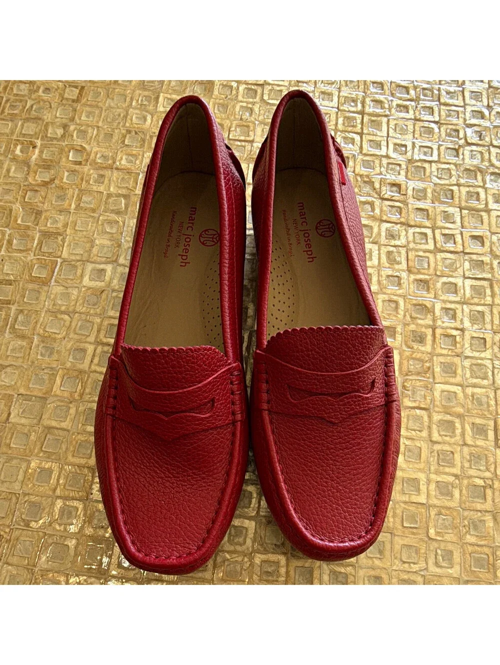 New Marc Joseph New York Carrol Street 2.0 Crimson Wax Leather Loafer 8.5